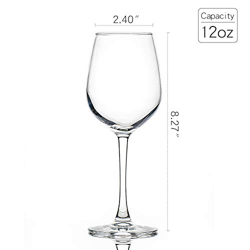 12-Ounce Red White Wine Glasses Set of 8, Lead Free Classic Design Wedding Wine Cups