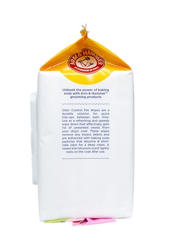 ARM & HAMMER FOR PETS ODOR CONTROL WIPES FOR DOGS, BEST ODOR ELIMINATING WATERLESS CLEANING FOR DOGS & PUPPIES | KIWI BLOSSOM SCENT, 100 COUNT – 3 PACK
