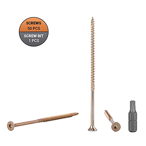 50 Stück gelb verzinkter Stahl 5,0 x 120 mm Holzschrauben Torx Kopf Typ 17 Senkkopf Spanplattenschrauben (50, 5,0 x 120… – Bild 4