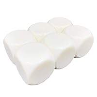 JEVERGN Large Blank White Dice, 30mm Rounded D6 Die Cubes for Board Games, DIY Sticker, Teaching - Bag of 6