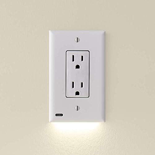2 Pack – SnapPower GuideLight 2 for Shops [for Standard Decor, Not GFCI outlets] – Night time Mild – Electrical Outlet Wall Plate with LED Night time Lights – Computerized On/Off Sensor – (Décor, White)