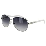 Guess Womens GUF224 Aviator Wire Rim Fashion Sunglasses, Silver/Smoke