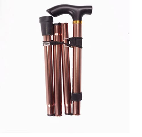 Mr Gadget's Solutions Mr. Gadget Solution Adjustable Plain Walking Stick Durable Lightweight Foldable & Portable Walking Stick - Comfortable T Handles, Rose gold, standard