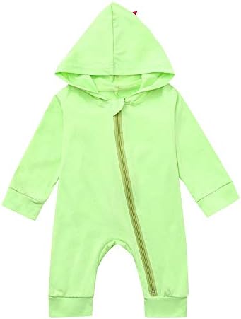 Littay Newborn Baby Boys Girls Dinosaur Zipper Hooded Romper Jumpsuit Outfits Clothes