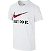 NIKE Boys' Just Do It Swoosh Tee, White/University Red, Medium