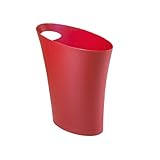 Umbra Skinny Trash Can – Sleek & Stylish Bathroom Trash Can, Small Garbage Can Wastebasket for Narrow Spaces at Home or Office, 2 Gallon Capacity, Red
