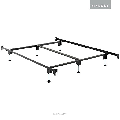 STRUCTURES STEELOCK Headboard-Footboard Super Duty Steel Wedge Lock Metal Bed Frame with Adjustable Height Glides - Functions as Bed Rails - Queen