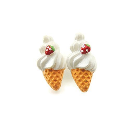 Soft Vanilla Ice Cream Cone Studs, Plastic Post Earrings for Metal Sensitive Ears - Thumbnail 5