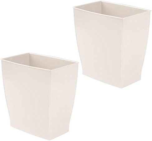 mDesign Plastic Stylish 2 Gallon Wastebasket, Trashcan Container Bin - for Bathroom, Bedroom, Kitchen, Home Office, Laundry Room - Holds Trash, Garbage, Waste - 2 Pack - Cream/Beige