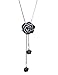 Gexo Tassel Long Chain Sweater Necklace for Women Rhinestone Rose Shape Pendant Necklace Fashion Jewelry Tassel Necklace