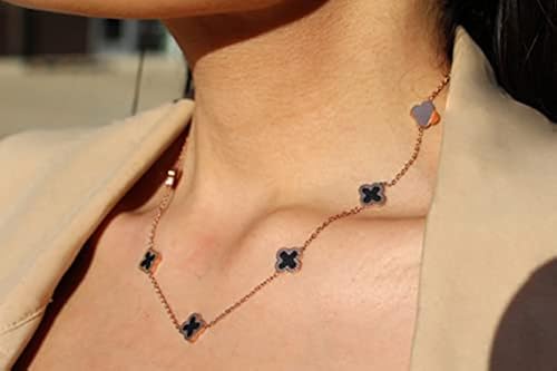 Dainty Four Leaf Clover Choker Necklace For Women | 18K Gold Plated Stainless Steel Lucky Charm