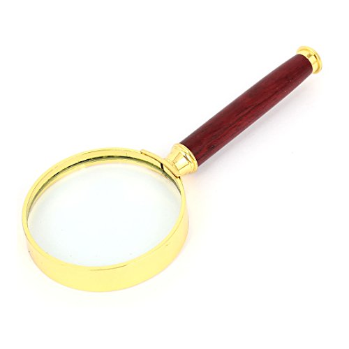Wooden Handle Glass Magnifying 10 Power Handheld Magnifier 50mm Dia