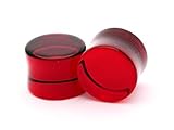 Red Glass Plugs - 1/2 Inch - 12mm - Sold As a Pair