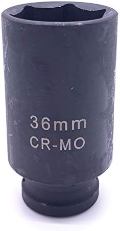 JENLEY Axle Nut Ex-Deep Impact Socket,36mm,1/2-Inch Drive,6-Point,Chrome Molybdenum Steel,Repair