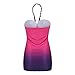 Baifern Women's Halter Off-shoulder Backless Gradient Blouses (Small, Rose)