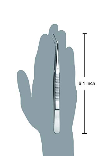 Beaditive 6-inch Sewing Machine Tweezers Set (3-pc) Serrated Bent Tips | Professional Grade, High Precision | Stainless Steel
