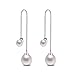 Ikevan Hot Selling Women's Elegant Silver Plated Pearl Drop Long Chain Tassel Earrings