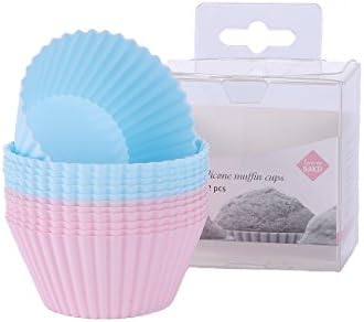 Round Silicone Reusable Baking Cups Heat-resistant Cupcake muffin Liners Nonstick Muffin Makers Set of 12pc in 2 colors