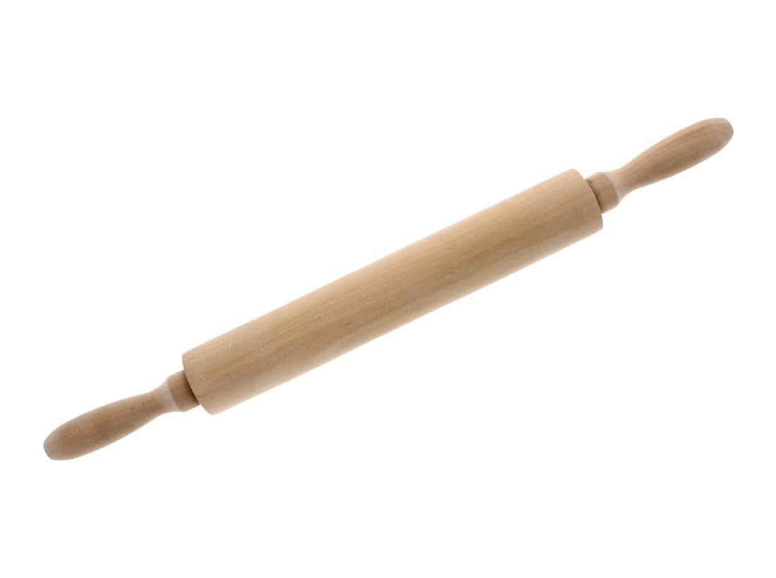 Classic Wood Rolling Pin for Baking - Professional Dough Roller with Handle, Essential Wooden Tool for Making Cookie, Fondant, Pizza, Pastry, Pie, Bread, Tortilla, Pasta, etc