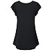 TWGONE Tunics For Women To Wear With Leggings Short Sleeve Ladies Solid Lace Patchwork Ruched Blouse Tops Shirt (X-Large,Black)