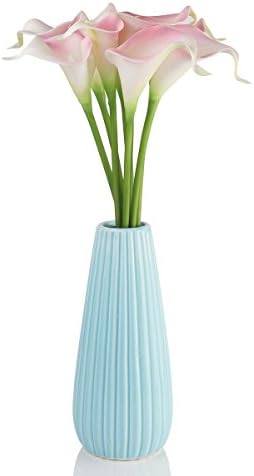 Fanceeast Artificial Real Scented Floral Flowers, Realistic Blossom Artificial Flower Baby Breath Bouquets Wedding Home Decor (Pink 9 Pack Calla lily)
