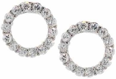 Open Circle Cubic Zirconia Trendy Silver Earrings