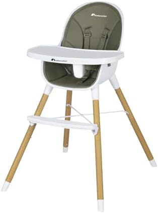 Avista seggiolone pappa evolutivo che si trasforma in sedia bambino, con imbottitura e vassoio, dai 6 mesi, portata 30 kg, Mineral Green