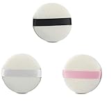 LASSUM 3 Pieces Round Super Soft Velour Powder Puff 2 Inch Facial Puff With Ribbon