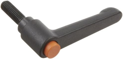 Die Cast Zinc Metric Straight Adjustable Handle with Orange Push Button, Threaded Stud, 45mm Length, 22mm Height, M6 x 1.0mm Thread, 20mm Thread Length (Pack of 2)