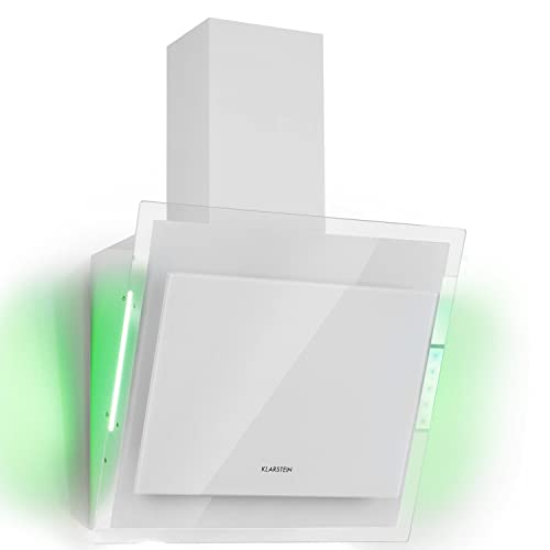 Klarstein Mirage 60 - Hotte Murale, Sans Tête, 60 Cm, A++, 550 M³/H, 59 Db, Touch Control, Éclairage Ambiant, 3 Réglages De Puissance, Air De Recirculation/Évacuation, Blanc