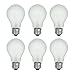 A19 Frosted Incandescent Rough Service Light Bulb, 60 Watt, 2700K Soft White, E26 Medium Base, 550 Lumens, 130V (6 Pack)