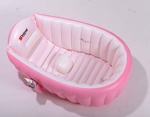Inflatable Baby Bathtub, Air Bath Basin Non Slip Bathing Tub Portable Foldable Shower Basin Pool with Plastic Bellows Foot Pump and Baby Bath Toy for Kids