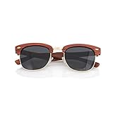 Rose Wood Wooden Sunglasses by Shaderz - Vintage Retro Classic 100% Natural Eco Friendly Handcrafted Lightweight Club Unisex Half Semi-Rimless Rimmed Frames - Pouch Included - CM Black