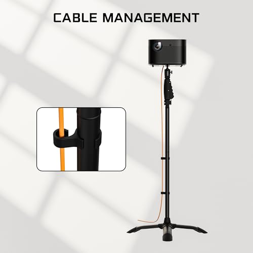 ETHU Projector Floor Stand, One-hand Height Adjustable(94-111cm) Projector Stand Tripod with Safety Lock, Tall Projector Floor Stand Mount with Heavy-Duty Construction for Home, Stage, Office