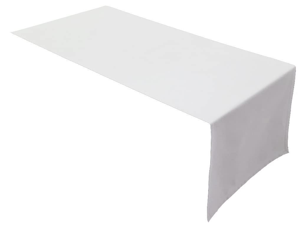 Lemos Home Table Runner Table Linen Made from 100% Cotton Collection Concept, Choice of Colours and Sizes (Table Runner - 45 x 150 cm, White)