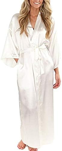 Women Nightgown Silk Satin Long Bridesmaid Robe Bride Wedding Kimono Robe Chic Clothing Femme Bath Robe Negligee