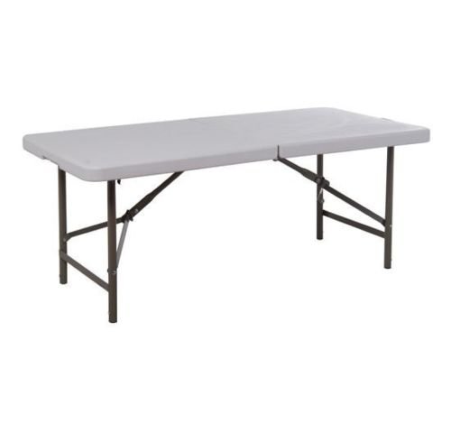 Portable 4'long Plastic Center Folding Table Adjustable Height Outdoor White