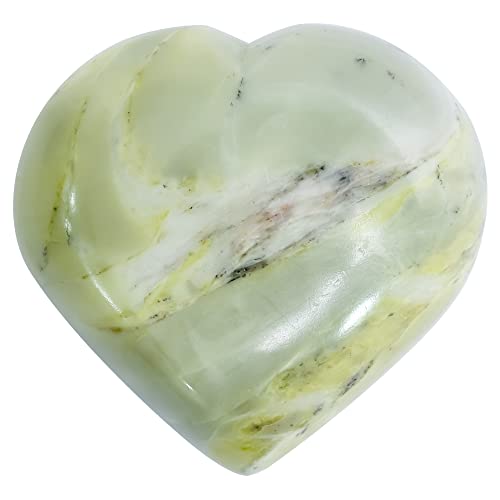 Crocon 50mm Serpentine Heart stone Big Heart Shape Puff Stones Set 450+ Carats Pocket Crystal Healing Tumble Collection Palm Worry Stone Good Luck Charm Meditation Gift Craft Home Decor — image 1