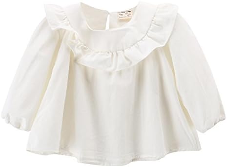 Baby Girl Shirt, Toddler Tops Cotton Bottom Long Sleeve Tees for 9M-4Years (104cm (36-48M), White)