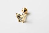 Cz Butterfly Tragus Earring,upper Piercing,11P-00058 (gold)