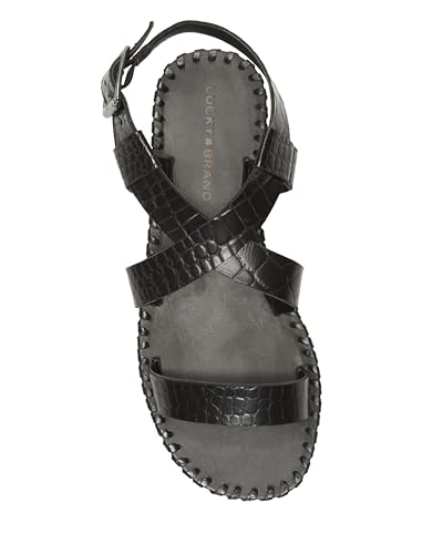 LUCKY BRAND WOMEN’S ZELEK FLAT SANDAL, BLACK, 5.5