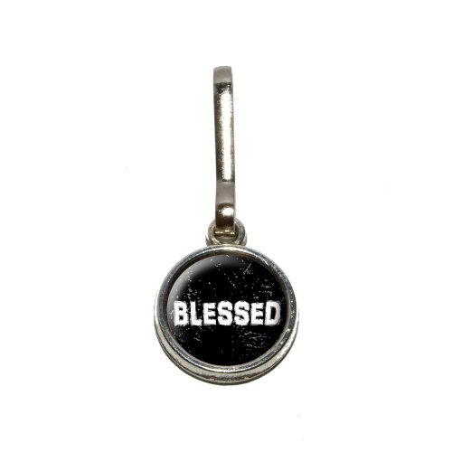 Graphics and More Blessed Distressed - Christian Religious Inspirational Antiqued Charm Clothes Purse Luggage Backpack Zipper Pull