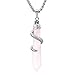 BEADNOVA Natural Rose Quartz Hexagonal Gemstone Necklace Crystal Snake Healing Point Chakra Pendant Necklace 18
