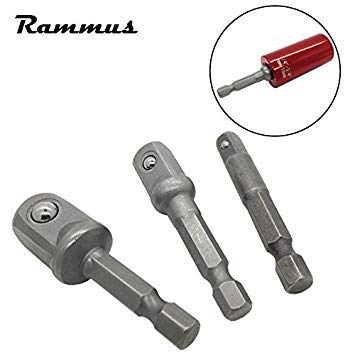 Generic 3pcs/Set Power Drill Socket Adapter Hex Shank Bit Wch Sleeve Extension Bar 1/43/8 1/2 Conversion Head Hand Tool Kit