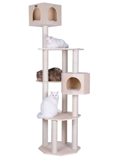 Armarkat Premium Pinus Sylvestris Wood Cat Tree Condo Scratching Post Kitty Furniture Tall Sturdy Light Wood and Sisal Rope