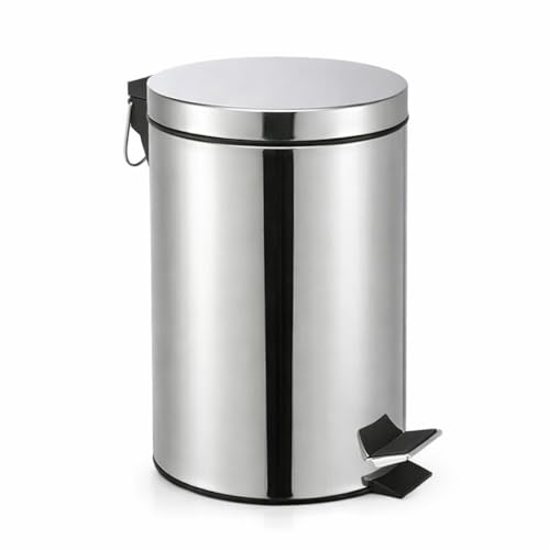 Lixeira Inox 12L com Pedal e Tampa Redonda 40cm Abertura Sem Mãos Compacta para Cozinha Banheiro Escritório Fácil Limpeza