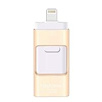 USB Flash Drive 128G Compatible iPhone iPad, Kimiandy USB Flash Drive Encrypted Memory Stick Jump Thumb Drive Compatible Android iPhone iPad PC, High Speed & Easy Transfer Pen Drive (128G Gold)