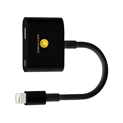 iPhone 7 and 7 Plus Headphone Earphone Audio Charger 2 in 1 Lightning Adapter (Black)