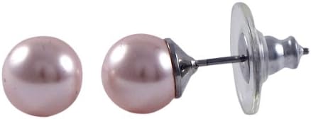 Isaac Kieran Silver-Tone Faux Pearl 10mm Stud Earrings (Pink)