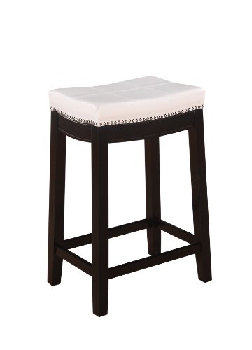 Linon Claridge Patches Counter Stool, 24-Inch, White
